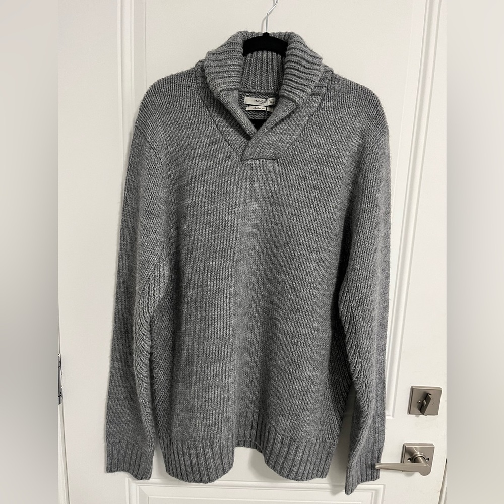 NWT - Mango Men’s Wool Blended Shawl Collar Sweater - US Size L - Italian Yarn
